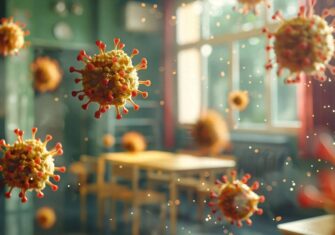 Close-up of a virus. Common Indoor Air Pollutants in Schools and How to Mitigate Them