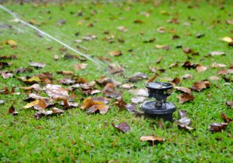 Sprinkler going off in the grass. Irrigation Services to Consider for Your Facility's Landscaping This Fall